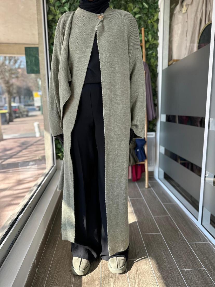 Long gilet avec col foulard